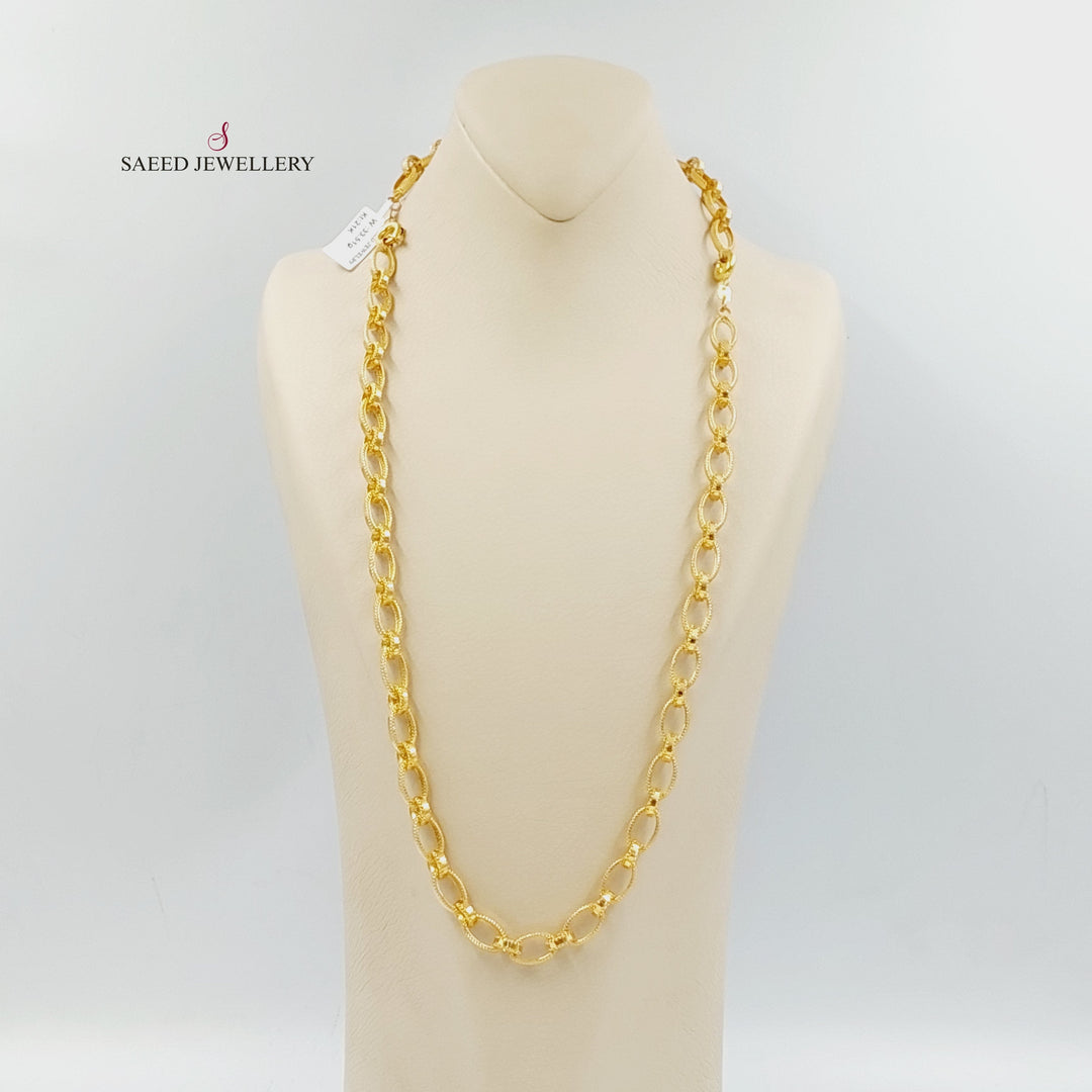 21K Gold Engraved Cuban Links Necklace by Saeed Jewelry - Image 5