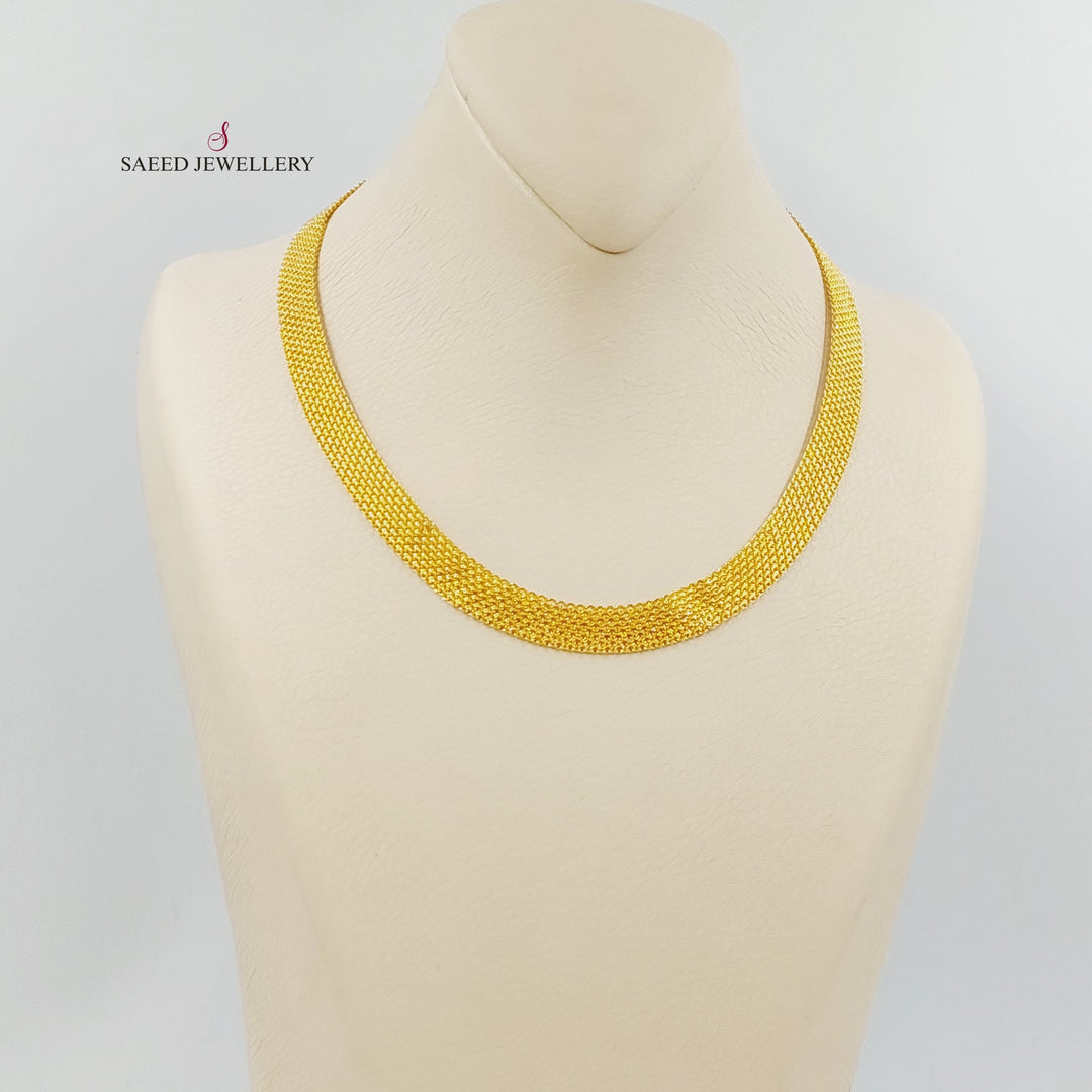 21K Gold Fancy Flat Necklace by Saeed Jewelry - Image 5