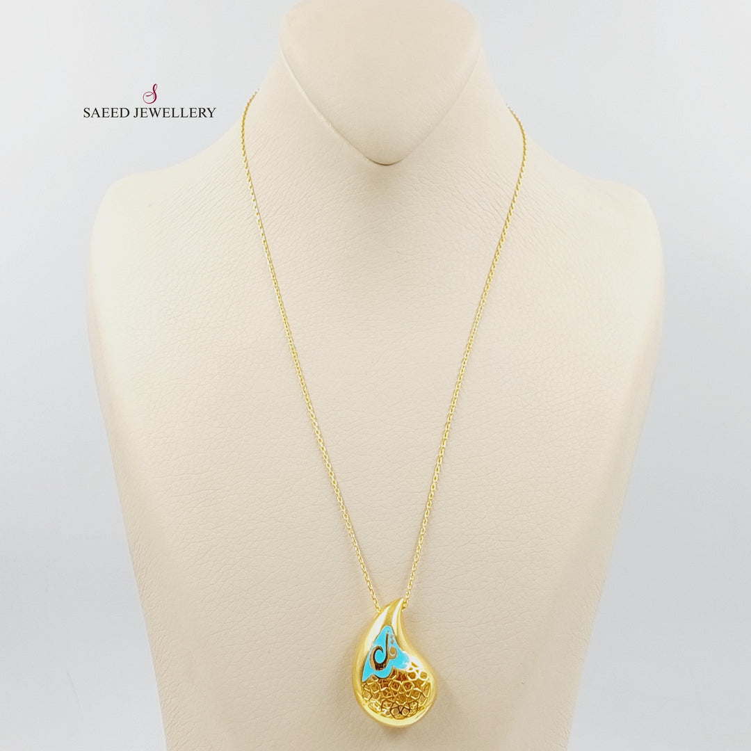 21K Gold Islamic Almond Necklace by Saeed Jewelry - Image 1