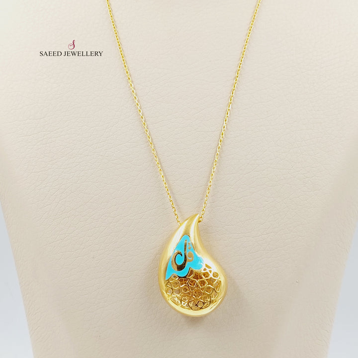 21K Gold Islamic Almond Necklace by Saeed Jewelry - Image 2