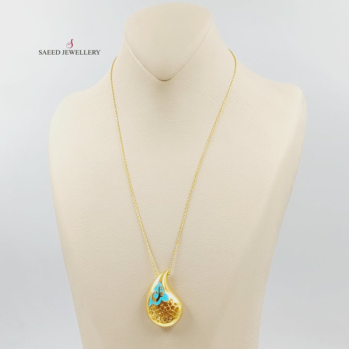 21K Gold Islamic Almond Necklace by Saeed Jewelry - Image 5