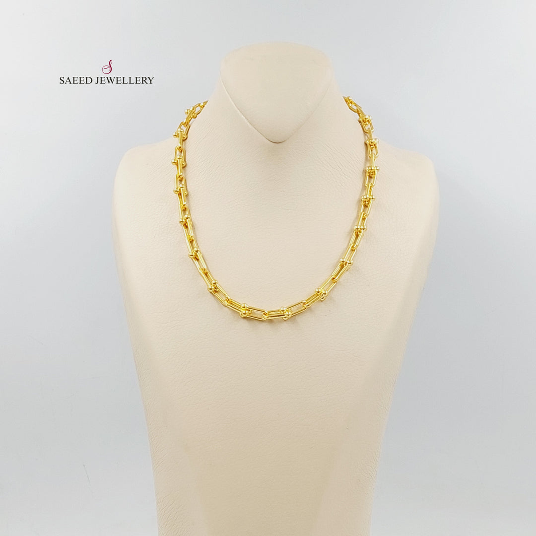 21K Gold Paperclip Necklace by Saeed Jewelry - Image 4