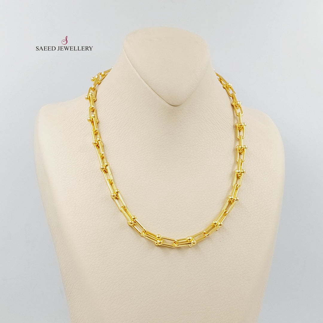 21K Gold Paperclip Necklace by Saeed Jewelry - Image 3