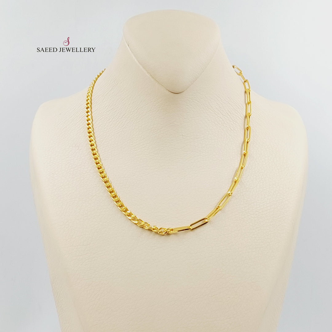 21K Gold Paperclip Cuban Links Necklace by Saeed Jewelry - Image 1