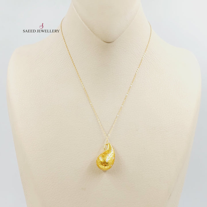 21K Gold Zircon Studded Almond Necklace by Saeed Jewelry - Image 1