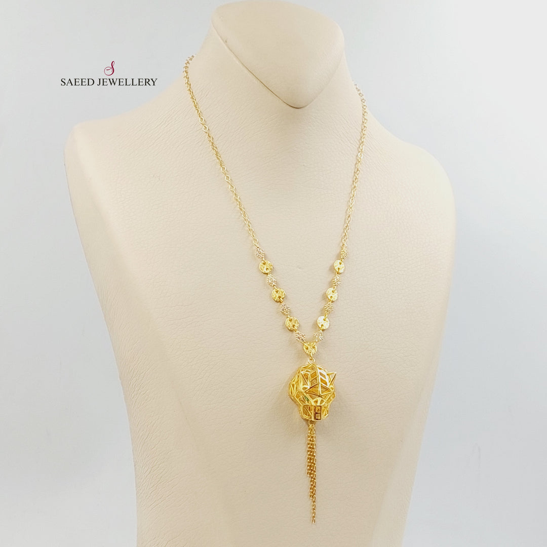 21K Gold Zircon Studded Tiger Necklace by Saeed Jewelry - Image 3