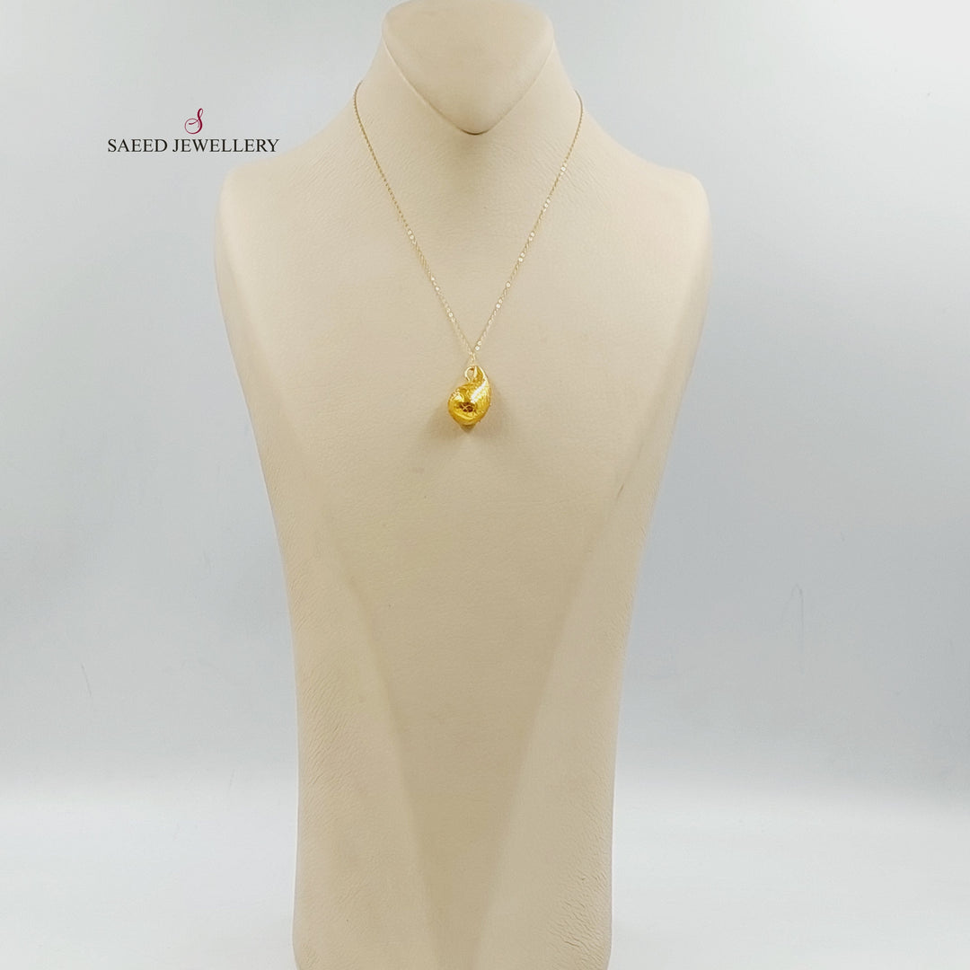 21K Gold Zircon Studded Almond Necklace by Saeed Jewelry - Image 3