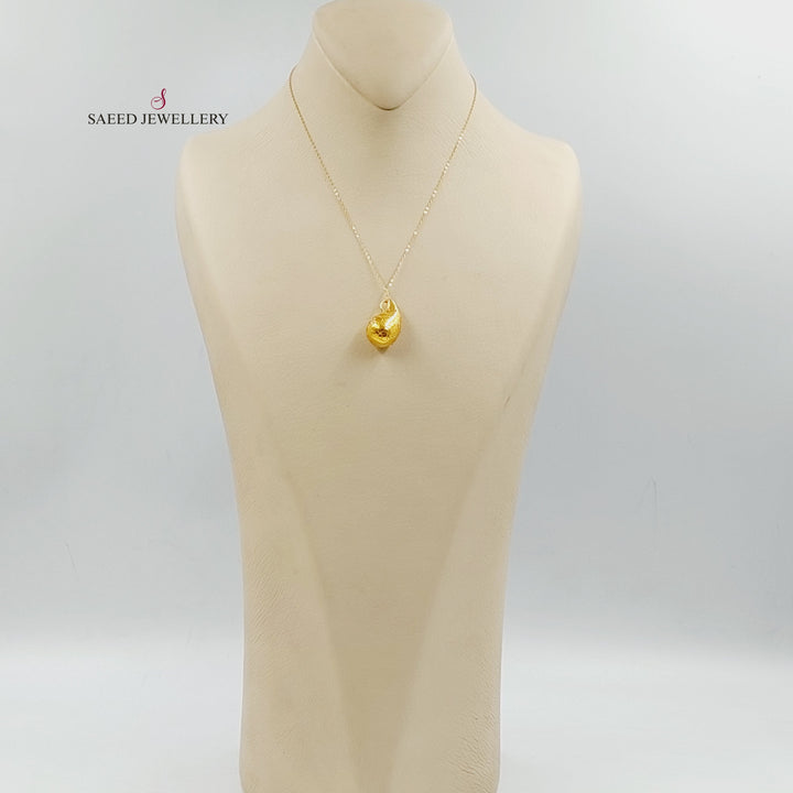 21K Gold Zircon Studded Almond Necklace by Saeed Jewelry - Image 3