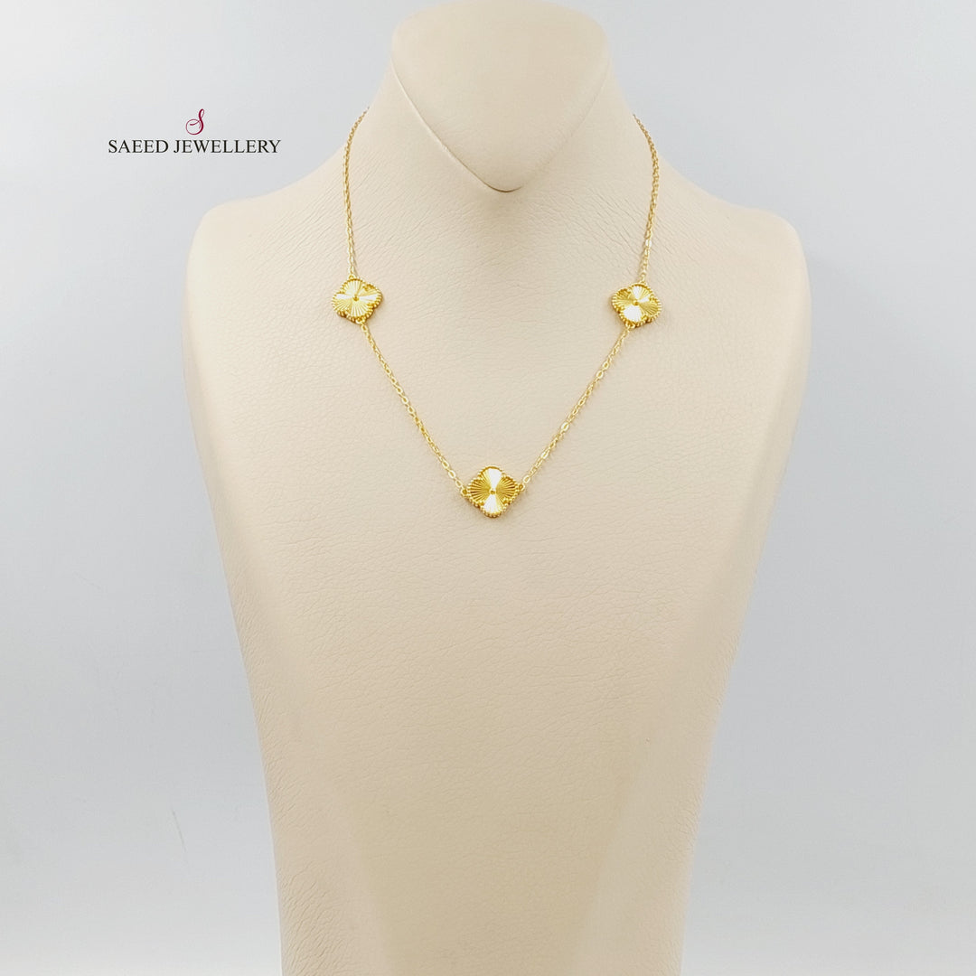 21K Gold Clover Necklace by Saeed Jewelry - Image 3