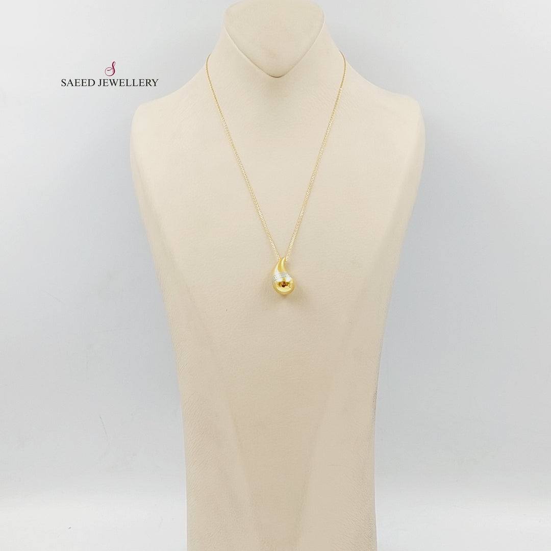 21K Gold Enameled Almond Necklace by Saeed Jewelry - Image 5