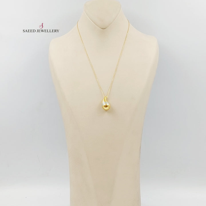 21K Gold Enameled Almond Necklace by Saeed Jewelry - Image 5