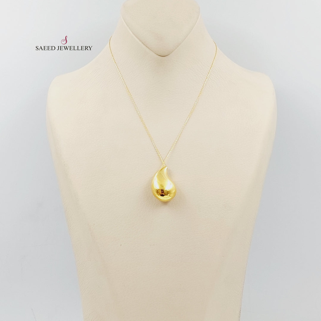 21K Gold Plain Almond Necklace by Saeed Jewelry - Image 1