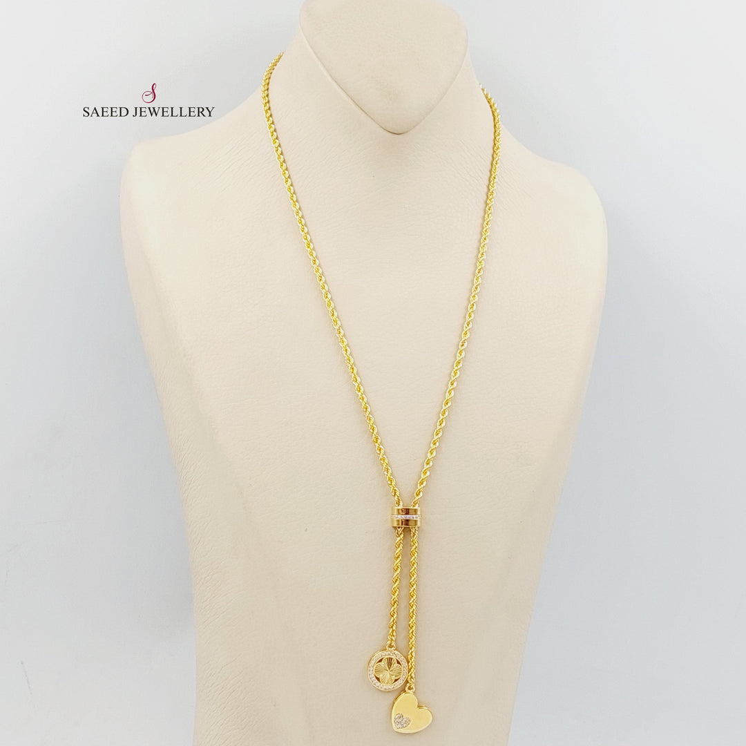 21K Gold Zircon Studded Balls Necklace by Saeed Jewelry - Image 4