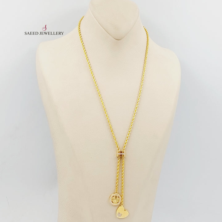 21K Gold Zircon Studded Balls Necklace by Saeed Jewelry - Image 4