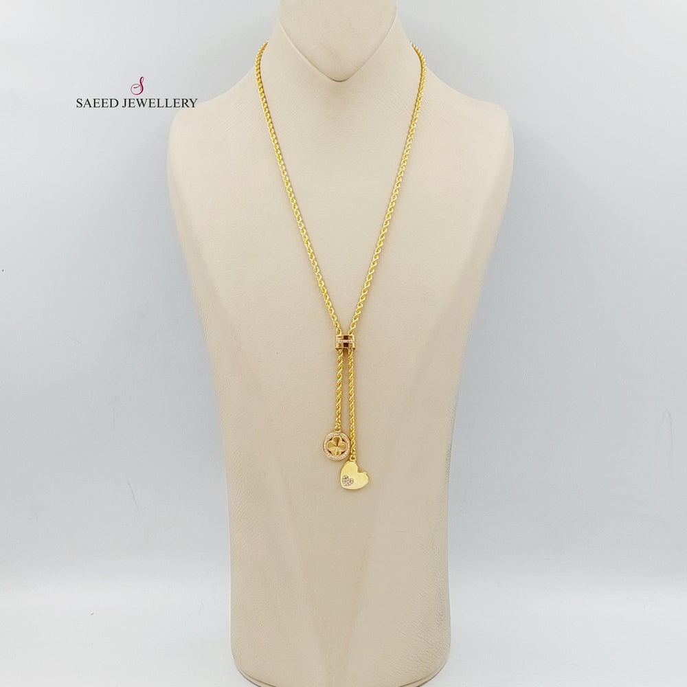 21K Gold Zircon Studded Balls Necklace by Saeed Jewelry - Image 2