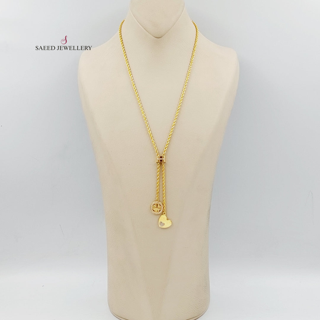 21K Gold Zircon Studded Balls Necklace by Saeed Jewelry - Image 2