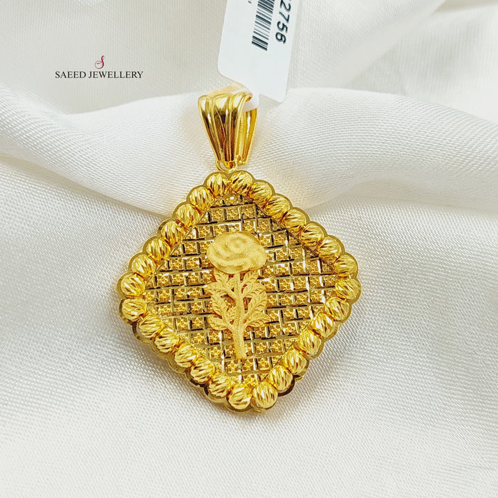 21K Gold Balls Engraved Pendant by Saeed Jewelry - Image 5