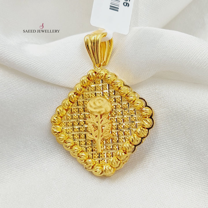 21K Gold Balls Engraved Pendant by Saeed Jewelry - Image 3