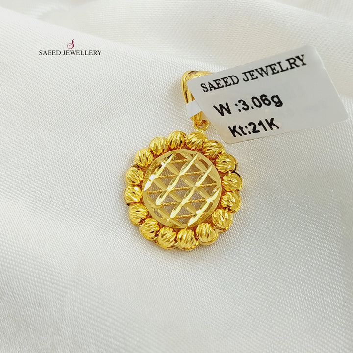 21K Gold Balls Engraved Pendant by Saeed Jewelry - Image 1