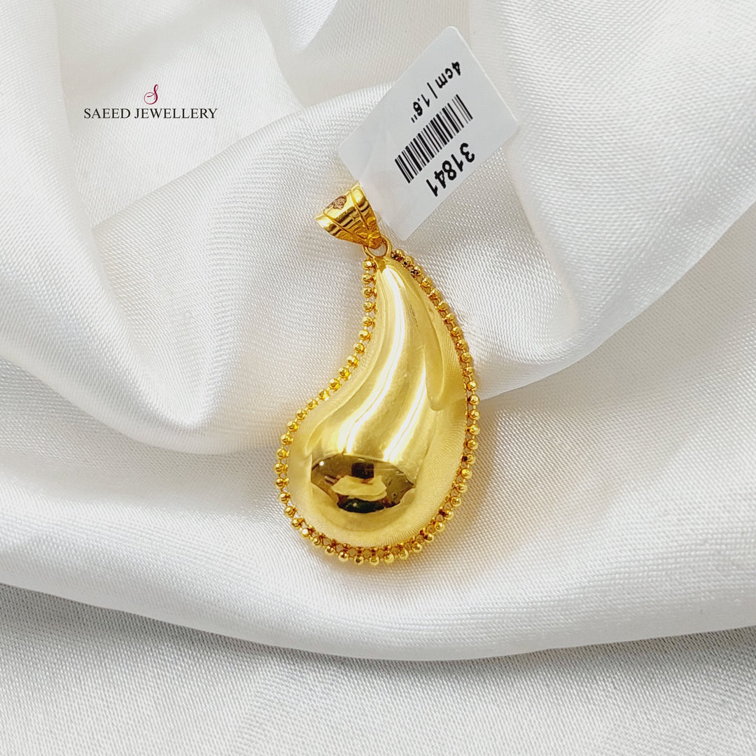 21K Gold Deluxe Almond Pendant by Saeed Jewelry - Image 1