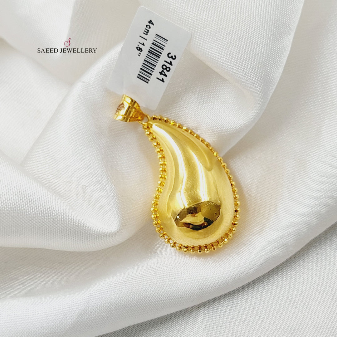 21K Gold Deluxe Almond Pendant by Saeed Jewelry - Image 3