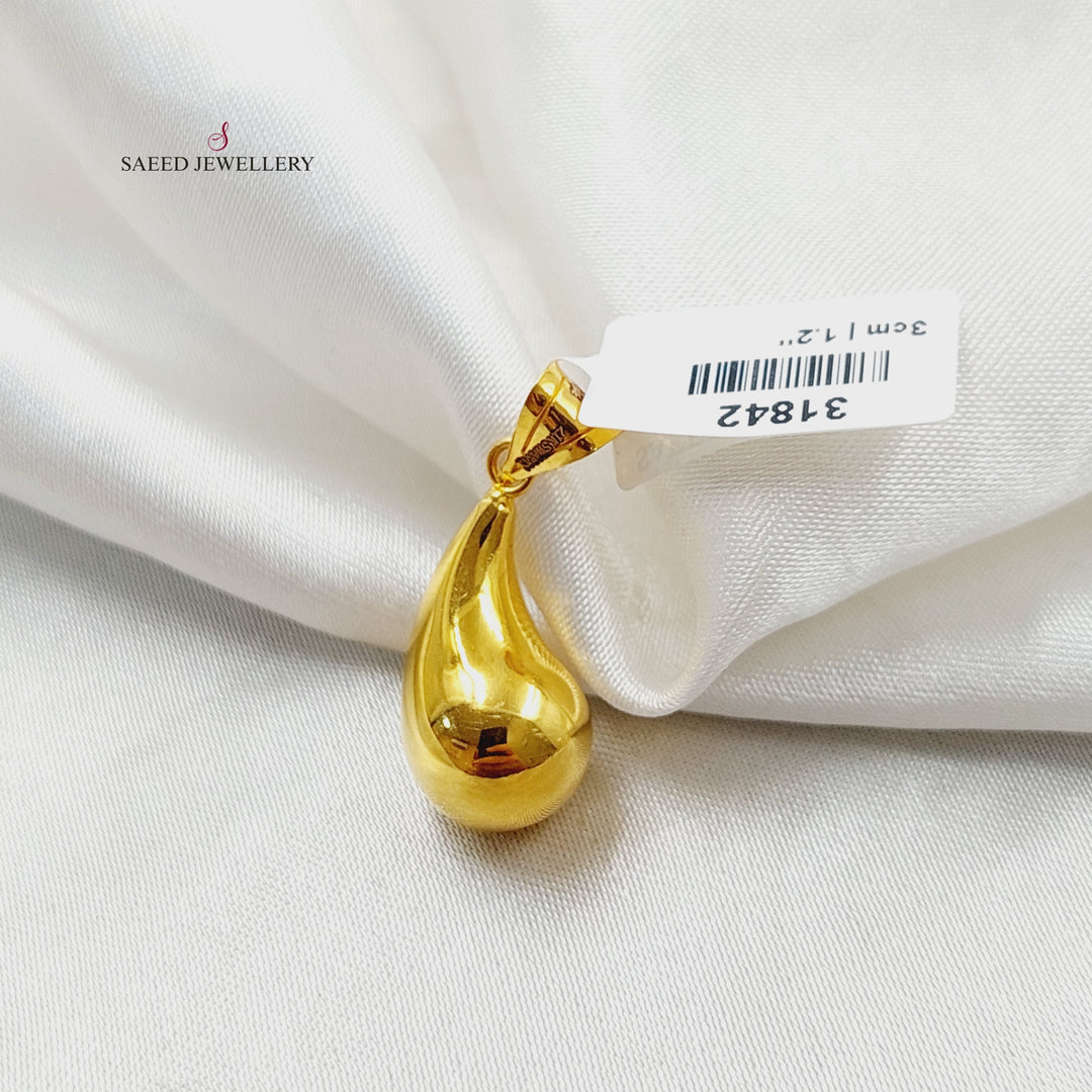 21K Gold Deluxe Almond Pendant by Saeed Jewelry - Image 3