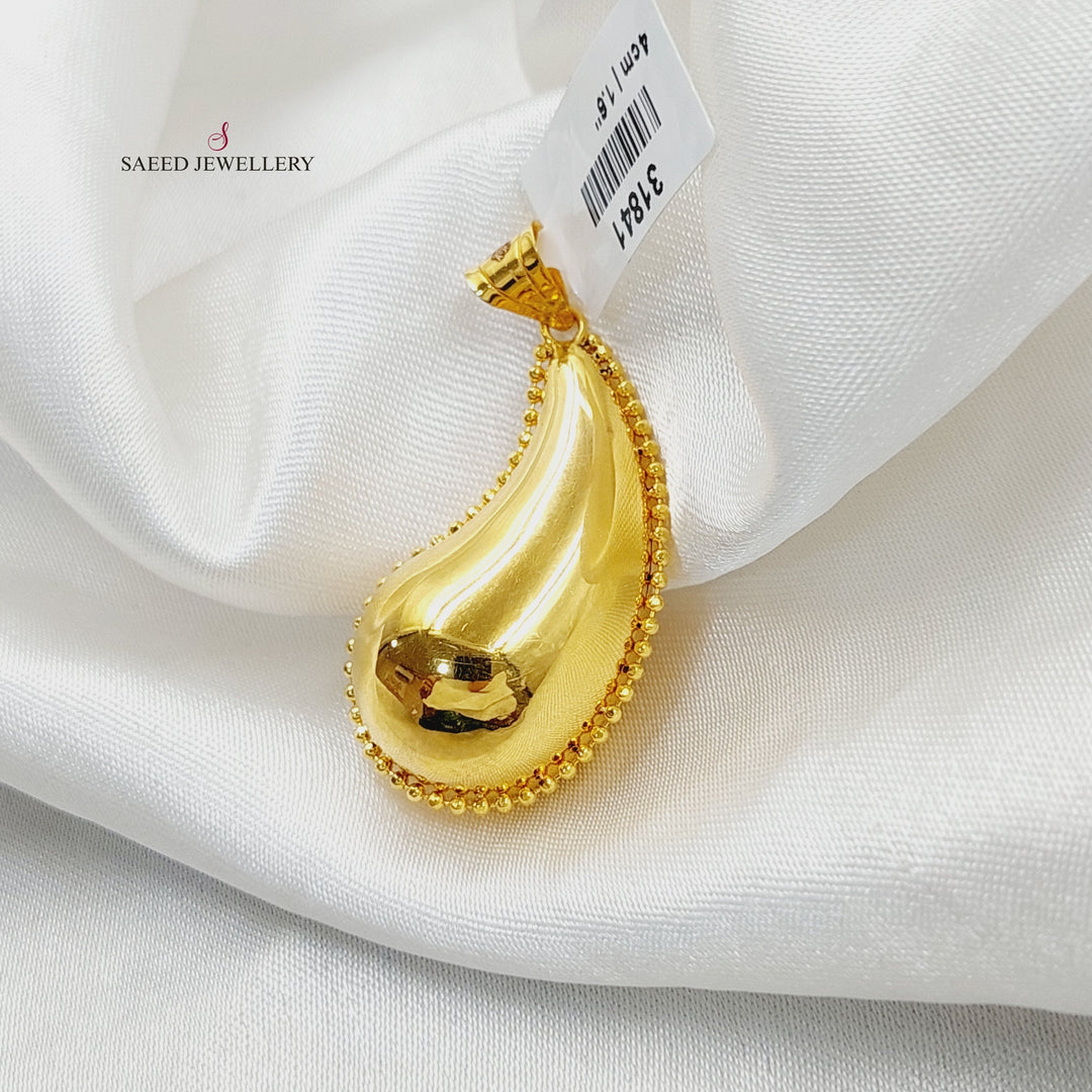 21K Gold Deluxe Almond Pendant by Saeed Jewelry - Image 4