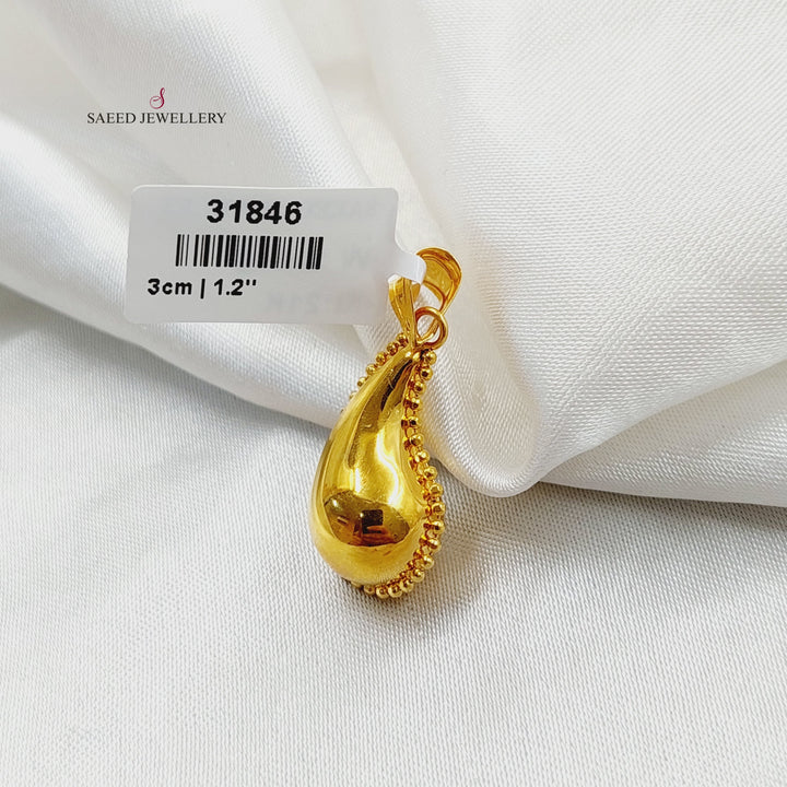 21K Gold Deluxe Almond Pendant by Saeed Jewelry - Image 3