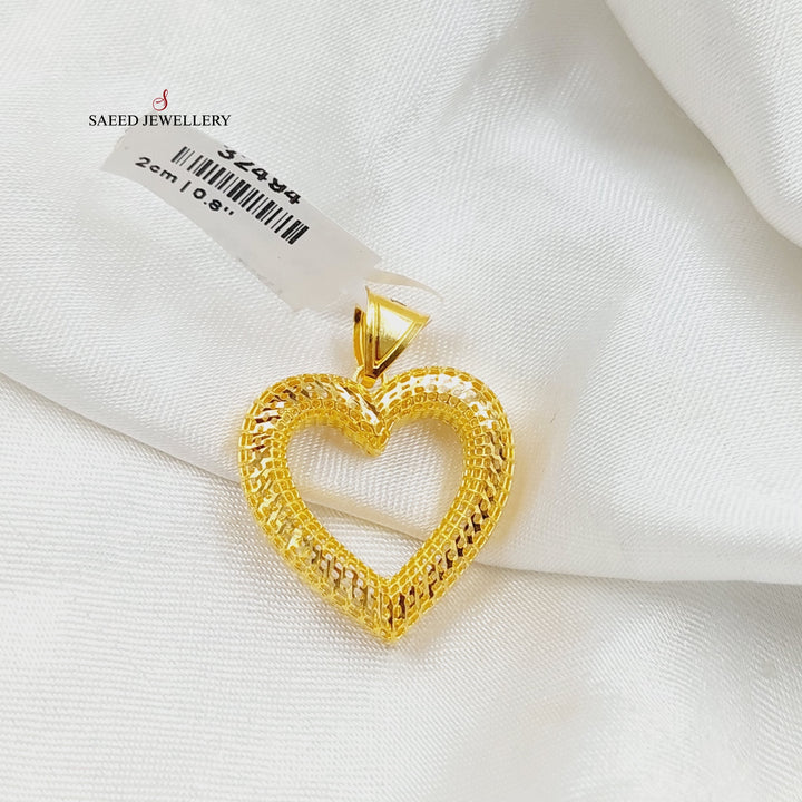 21K Gold Deluxe Heart Pendant by Saeed Jewelry - Image 1