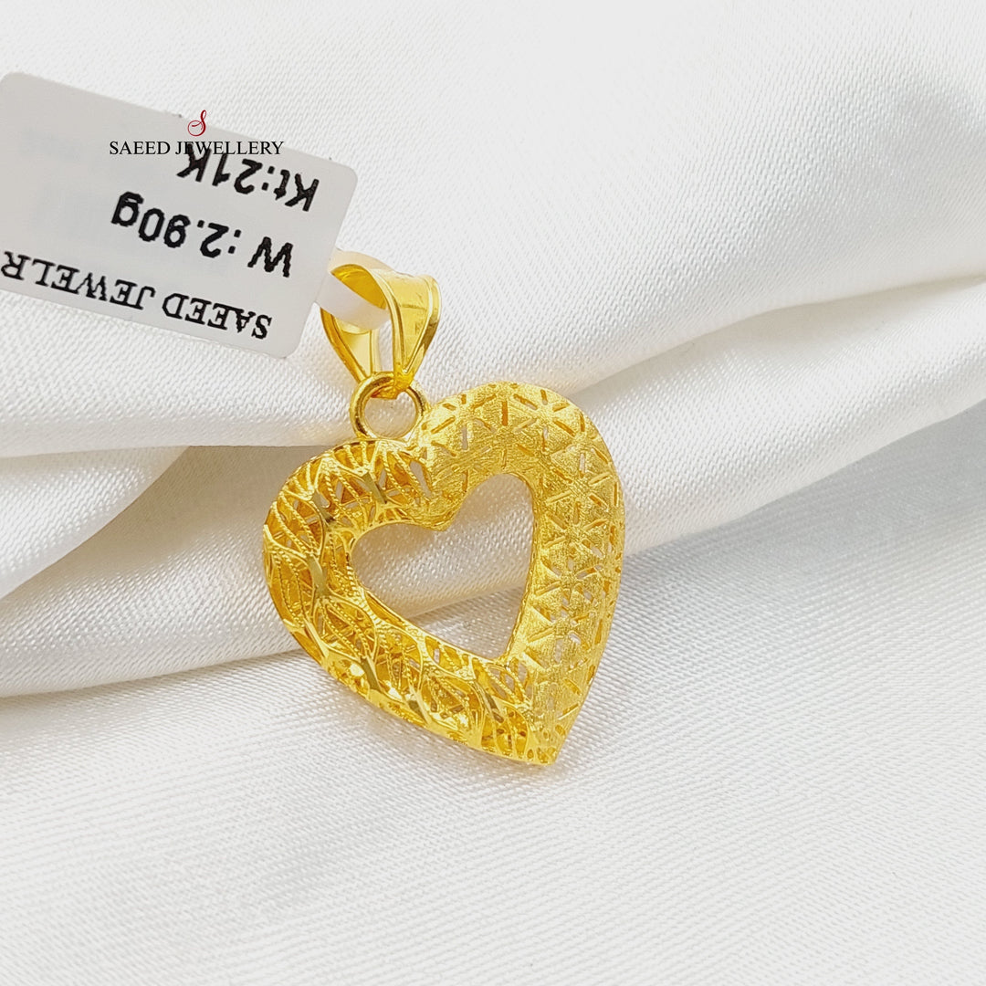 21K Gold Deluxe Heart Pendant by Saeed Jewelry - Image 1