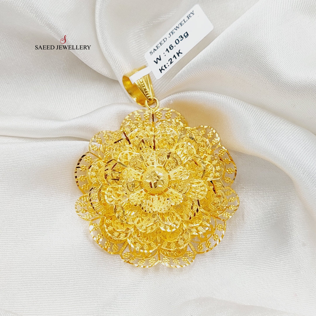 21K Gold Deluxe Rose Pendant by Saeed Jewelry - Image 1