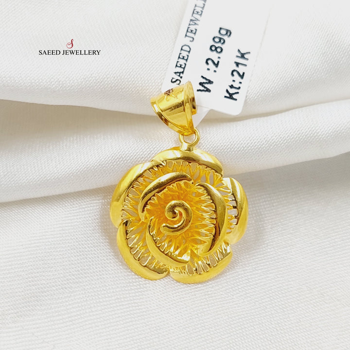 21K Gold Deluxe Rose Pendant by Saeed Jewelry - Image 5