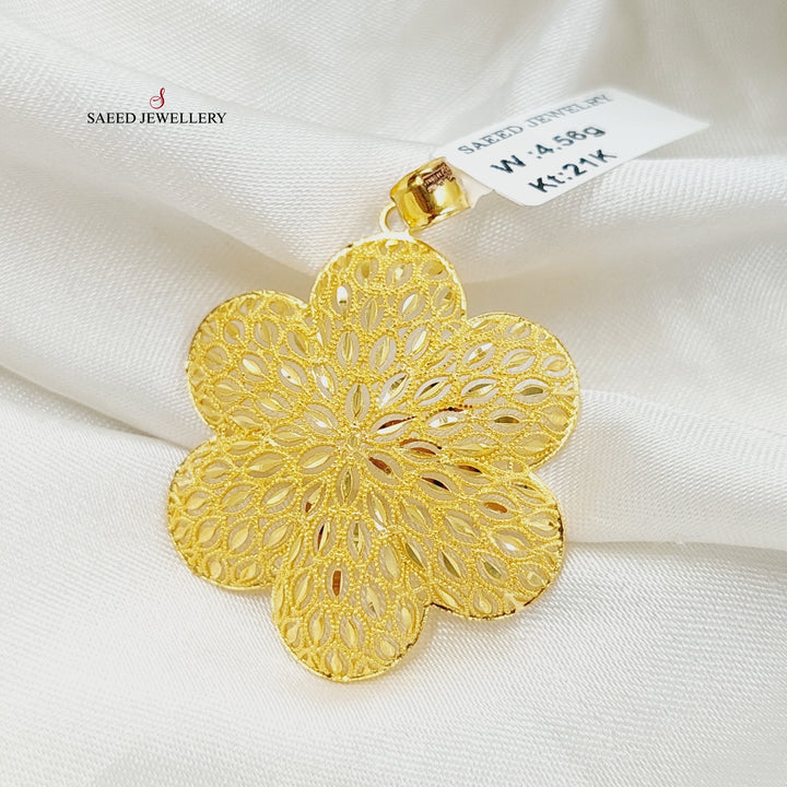 21K Gold Deluxe Rose Pendant by Saeed Jewelry - Image 3