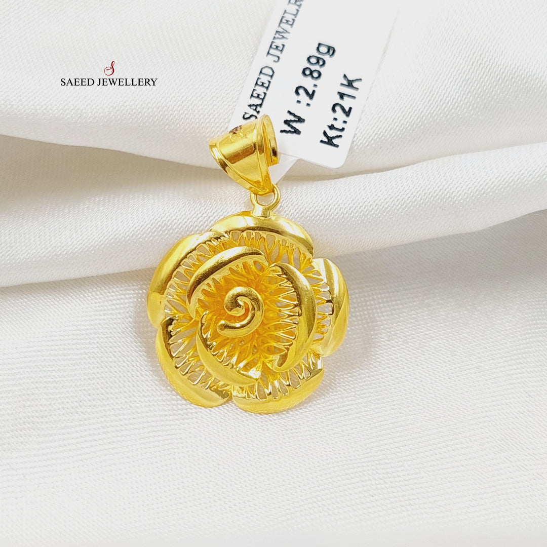 21K Gold Deluxe Rose Pendant by Saeed Jewelry - Image 1