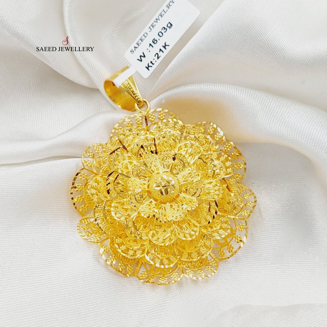 21K Gold Deluxe Rose Pendant by Saeed Jewelry - Image 3