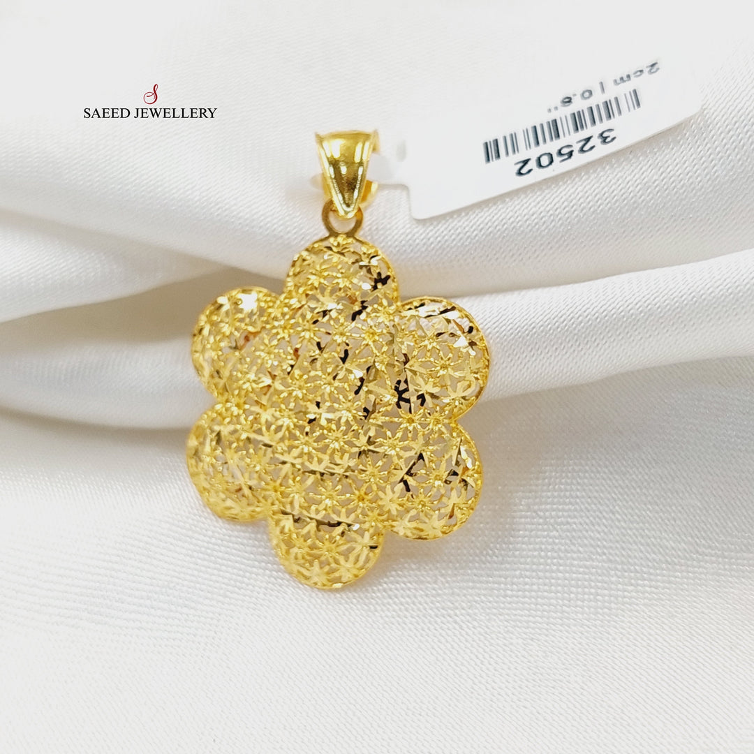 21K Gold Deluxe Rose Pendant by Saeed Jewelry - Image 3