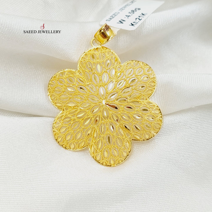 21K Gold Deluxe Rose Pendant by Saeed Jewelry - Image 1