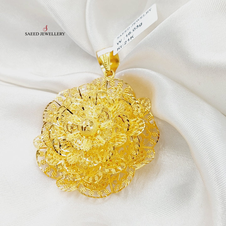 21K Gold Deluxe Rose Pendant by Saeed Jewelry - Image 2