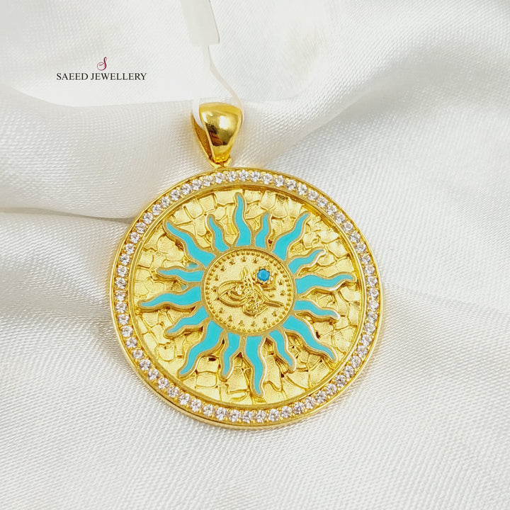 21K Gold Enameled & Zircon Studded Rashadi Pendant by Saeed Jewelry - Image 3