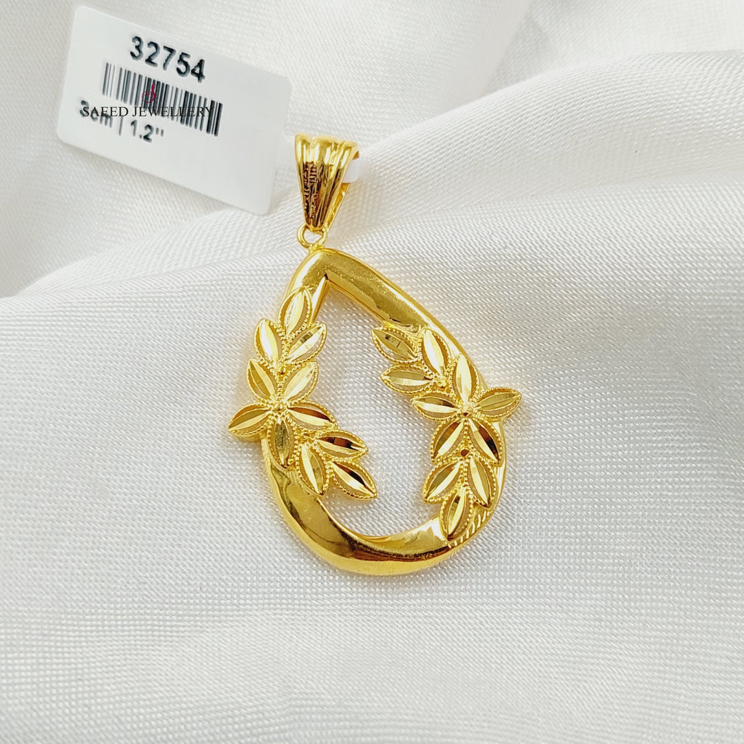 21K Gold Leaf Pendant by Saeed Jewelry - Image 1