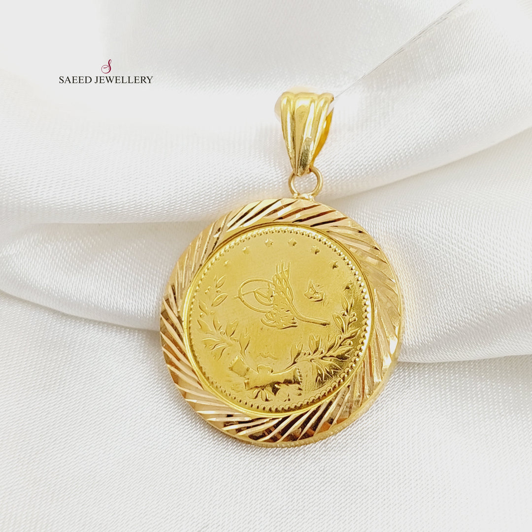 21K Gold Print Rashadi Pendant by Saeed Jewelry - Image 1