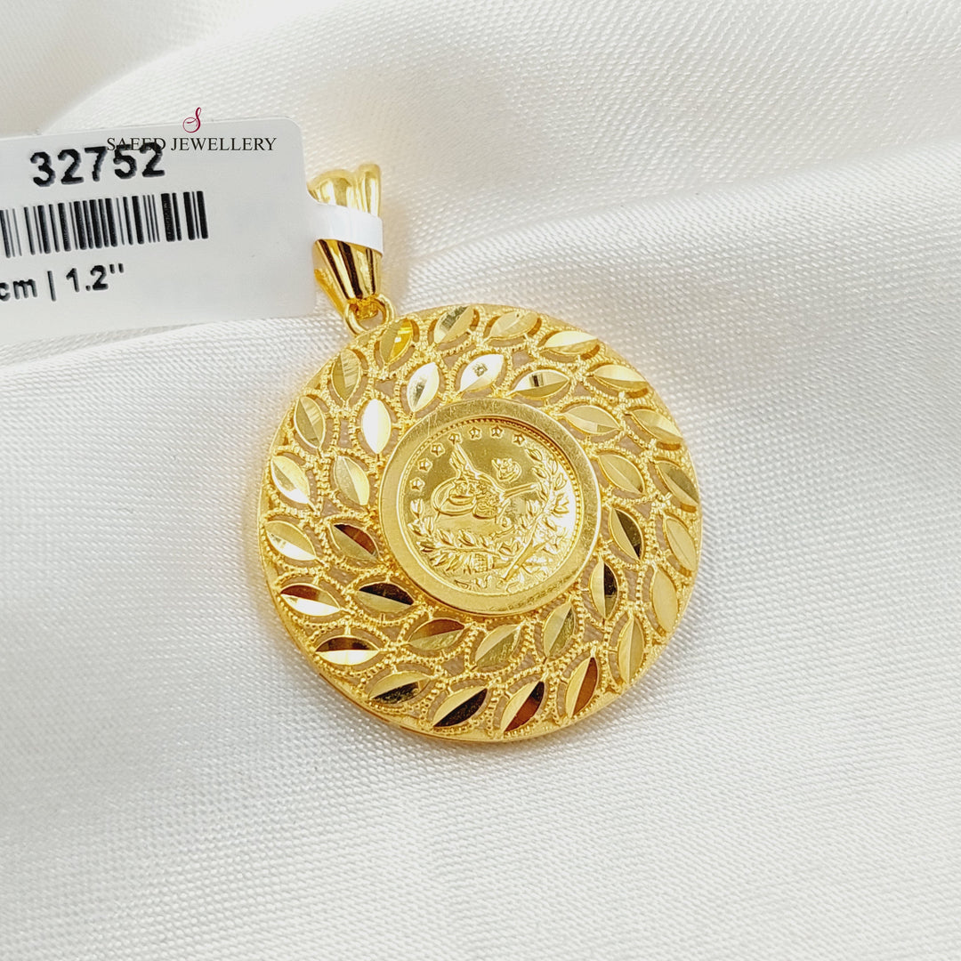 21K Gold Rashadi Leaf Pendant by Saeed Jewelry - Image 1