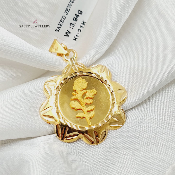 21K Gold Rose Pendant by Saeed Jewelry - Image 5