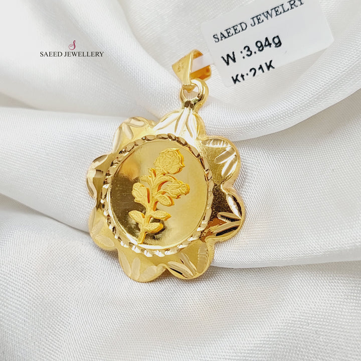 21K Gold Rose Pendant by Saeed Jewelry - Image 3