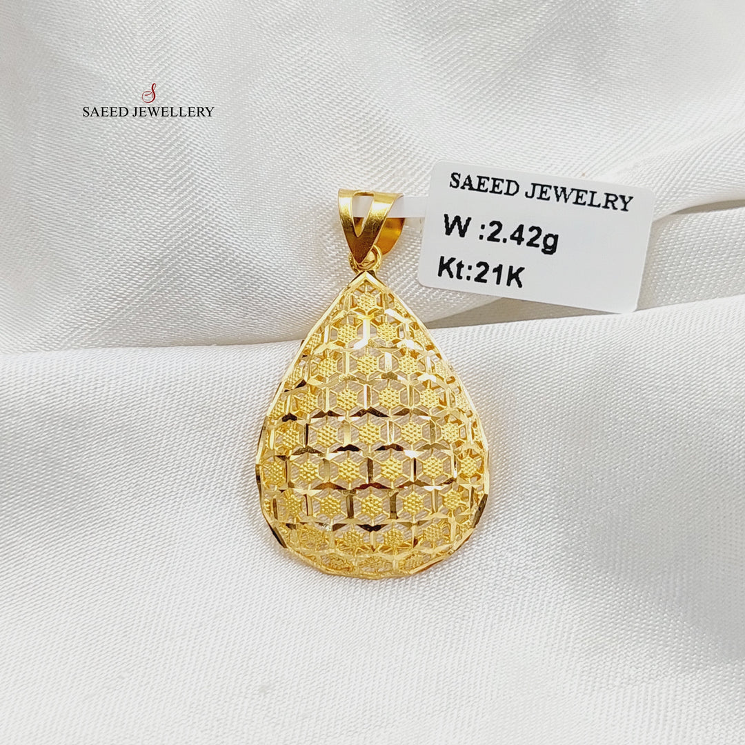 21K Gold Tears Pendant by Saeed Jewelry - Image 4