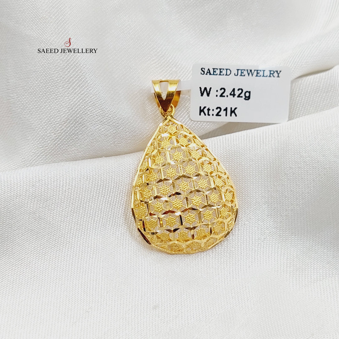 21K Gold Tears Pendant by Saeed Jewelry - Image 3