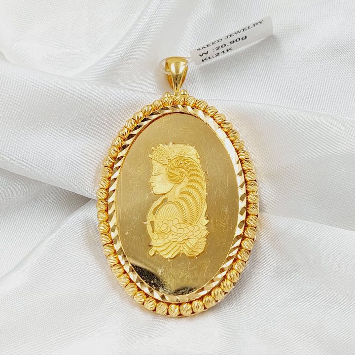 21K Gold Deluxe Ounce Pendant by Saeed Jewelry - Image 4