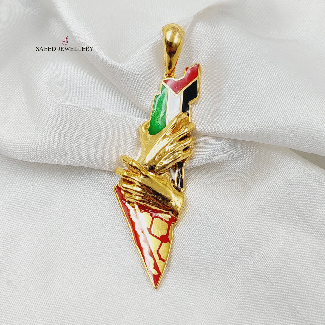 21K Gold Enameled Palestine Pendant by Saeed Jewelry - Image 4