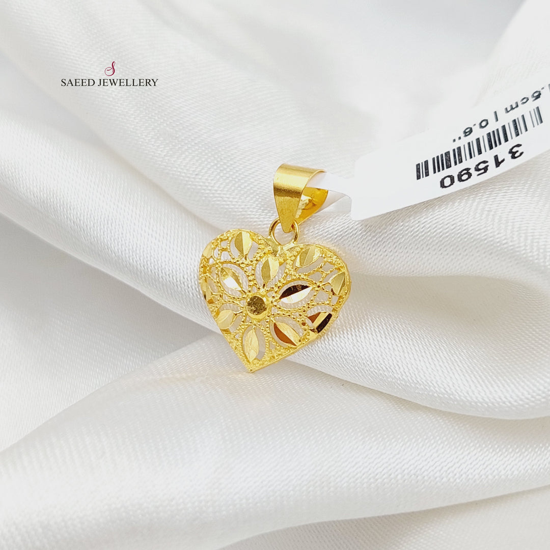 21K Gold Light Heart Pendant by Saeed Jewelry - Image 1