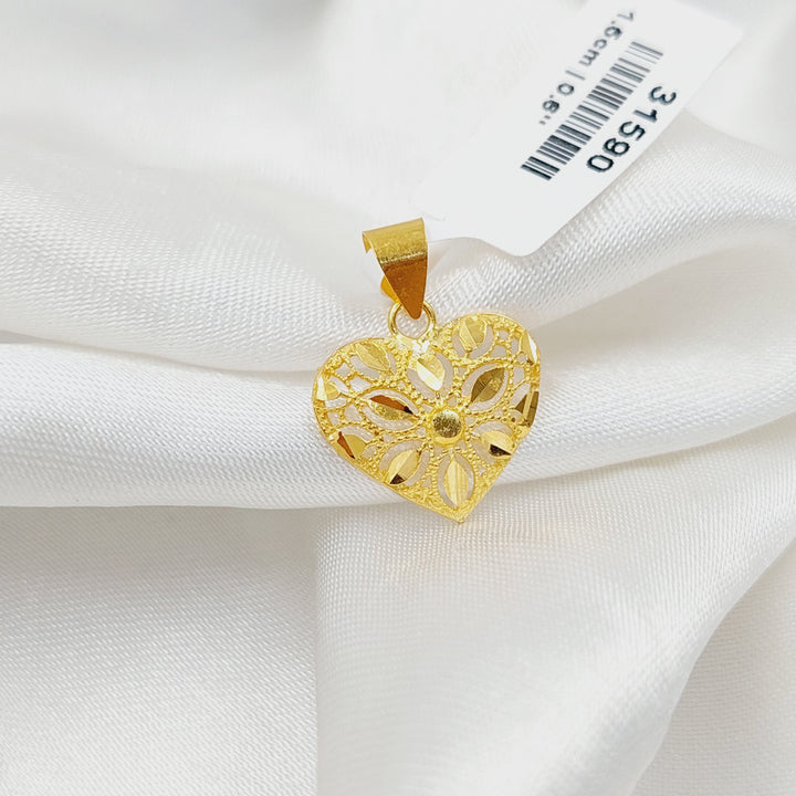 21K Gold Light Heart Pendant by Saeed Jewelry - Image 3